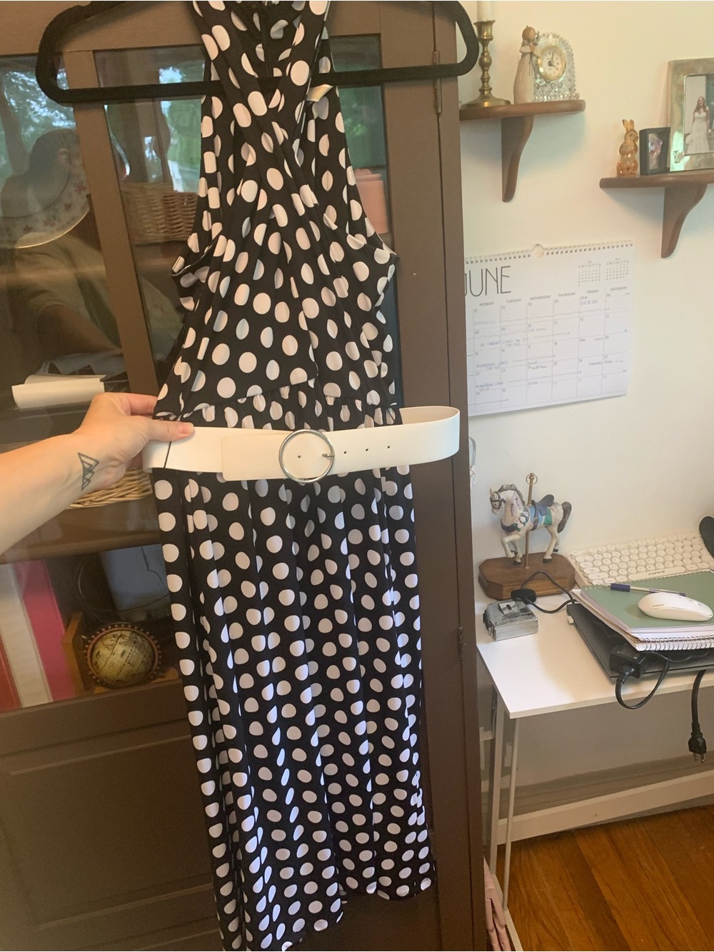 MICHAEL Michael Kors Black and White Polka Dot Dress
